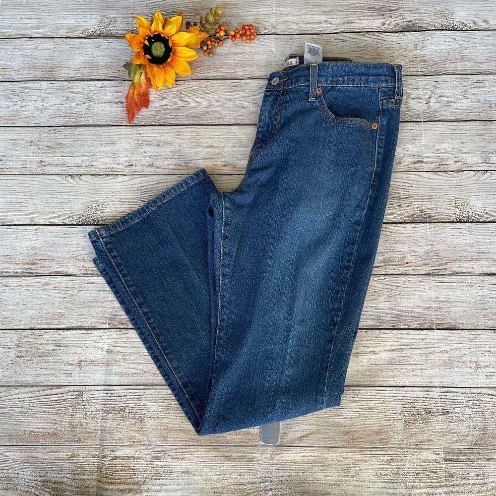 Vtg Levi's 515 Mid Rise Bootcut Heavyweight Stretch Denim Blue Jeans Size 12S